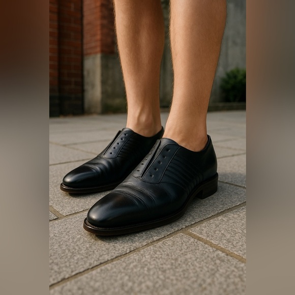 Lorenzo Banfi Classic Dark Blue Leather Men's Shoes Size 9.5 - Picture 13 of 14